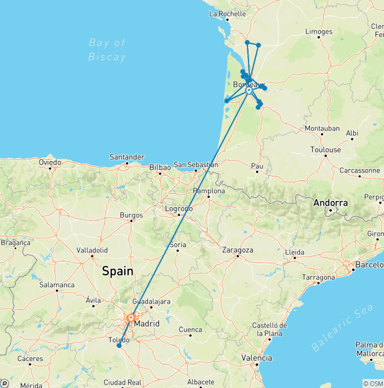 Map of Beautiful Bordeaux with Madrid 2027