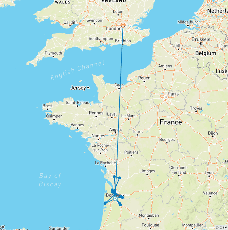 Map of Beautiful Bordeaux with London 2027