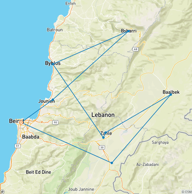 Map of Lebanon Express