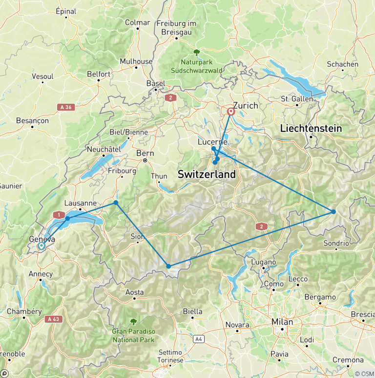 Map of Majestic Switzerland