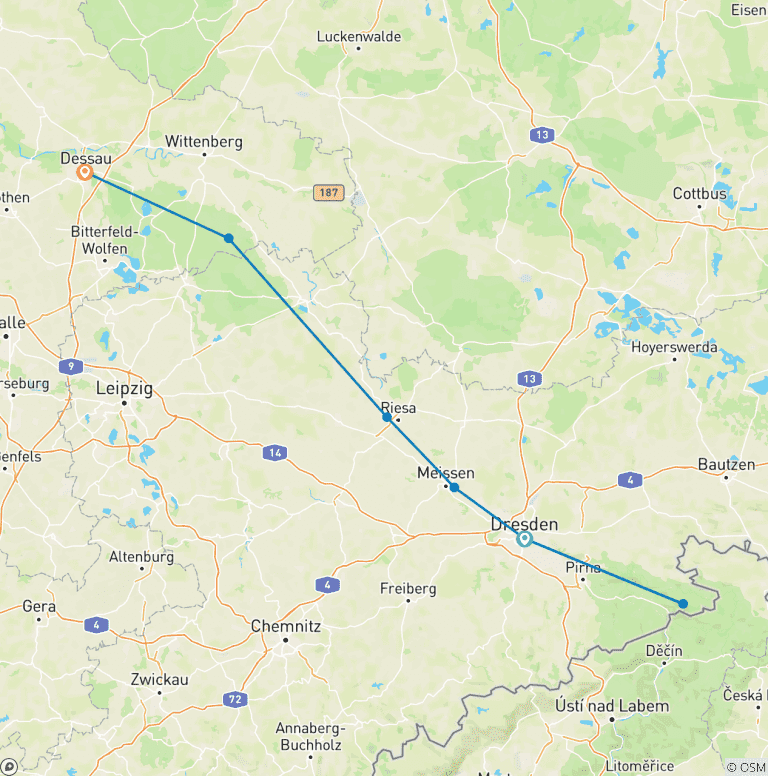 Map of Elbe-Radweg sportlich, Dresden – Dessau
