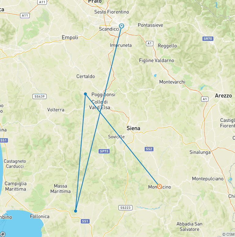 Map of Budget Florence & Tuscany  - 3 days