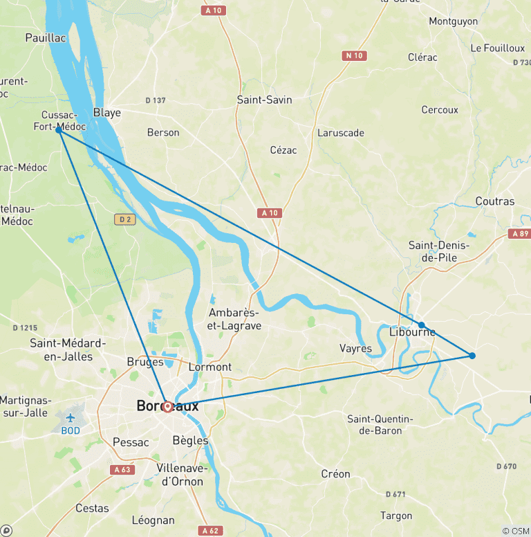 Map of In the heart of the South-West terroirs: from Bordeaux to the vineyards of the Médoc (port-to-port cruise)