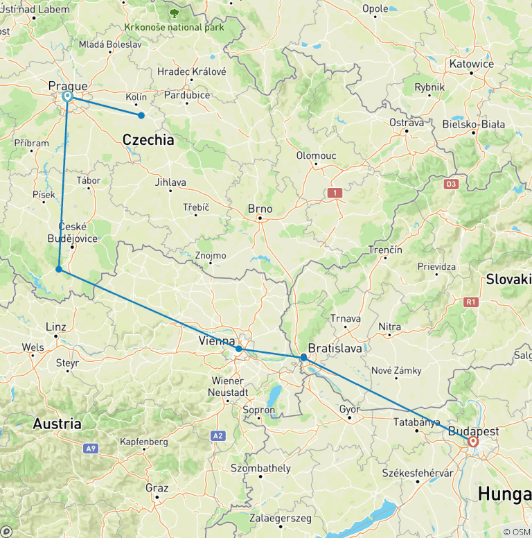 Map of Cook, Taste & Explore: Prague – Vienna – Budapest