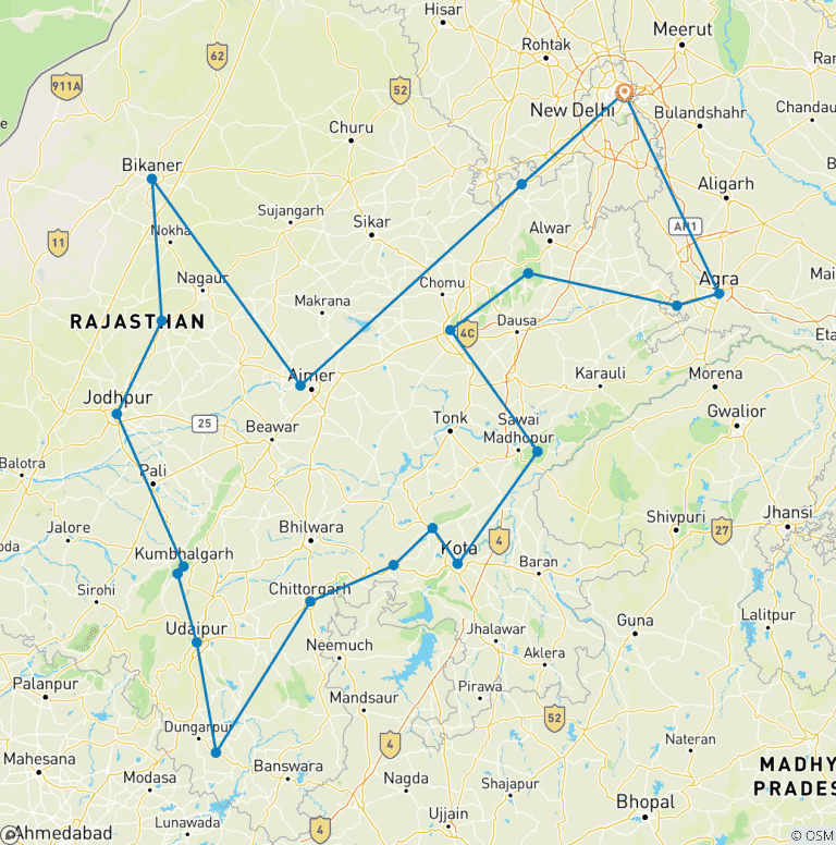Map of Indian Culture & Rajasthan Heritage Trails By G Experiences
