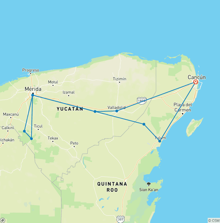 Map of 3-Day Mayan Express: Ancient Ruins & Valladolid Treasures