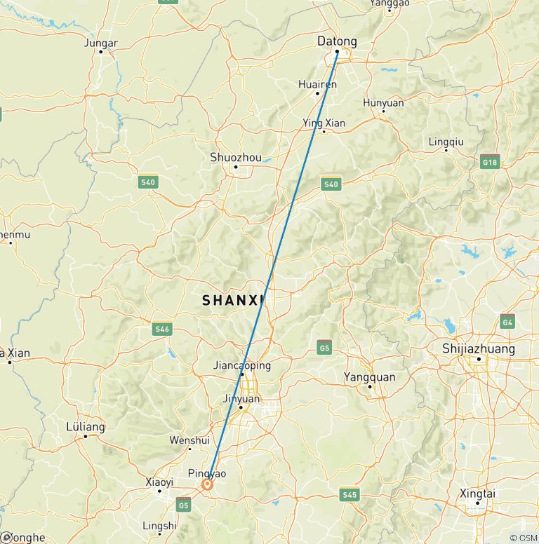Map of Datong & Pingyao Break (Superior) - 4 days