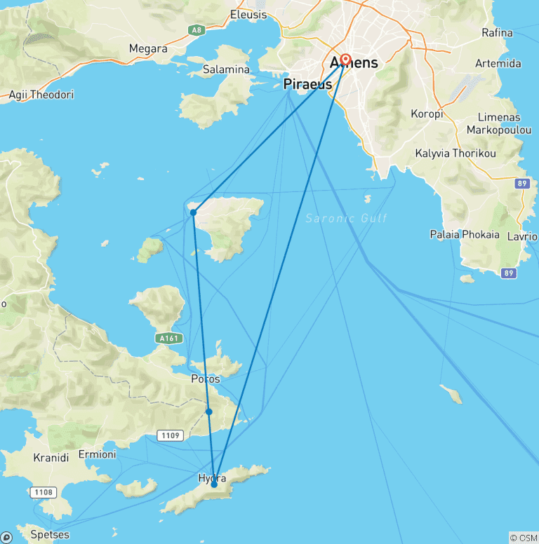 Map of Athens & Island Escape - 4 days