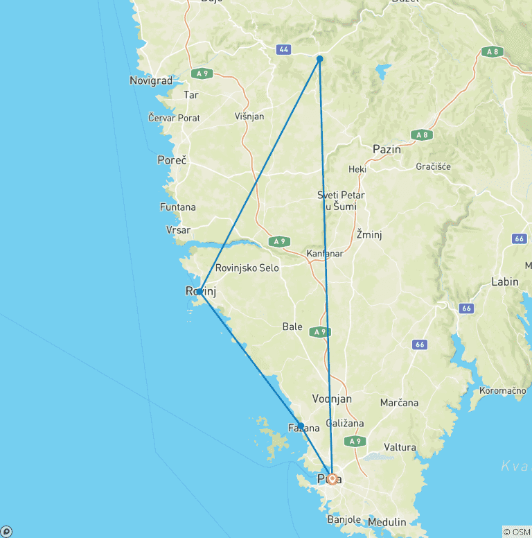 Map of Istria Unfiltered – A Self-Guided Cycling Journey Through Croatia's Gourmet Peninsula