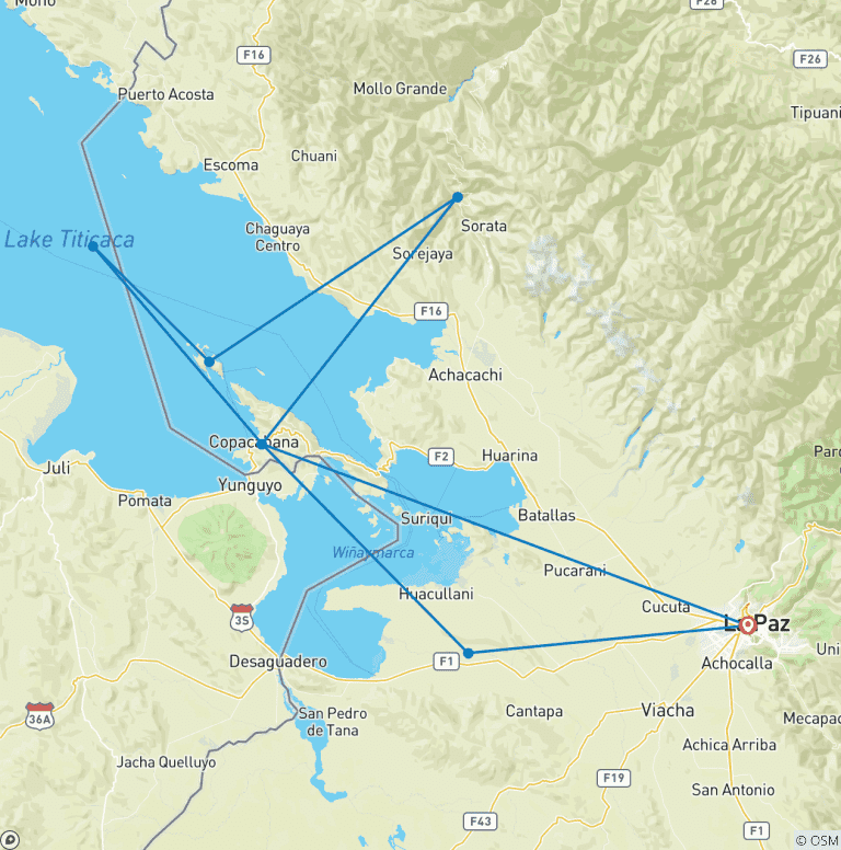 Map of 16 days the magic of the mountain, trekking and climbing level 3