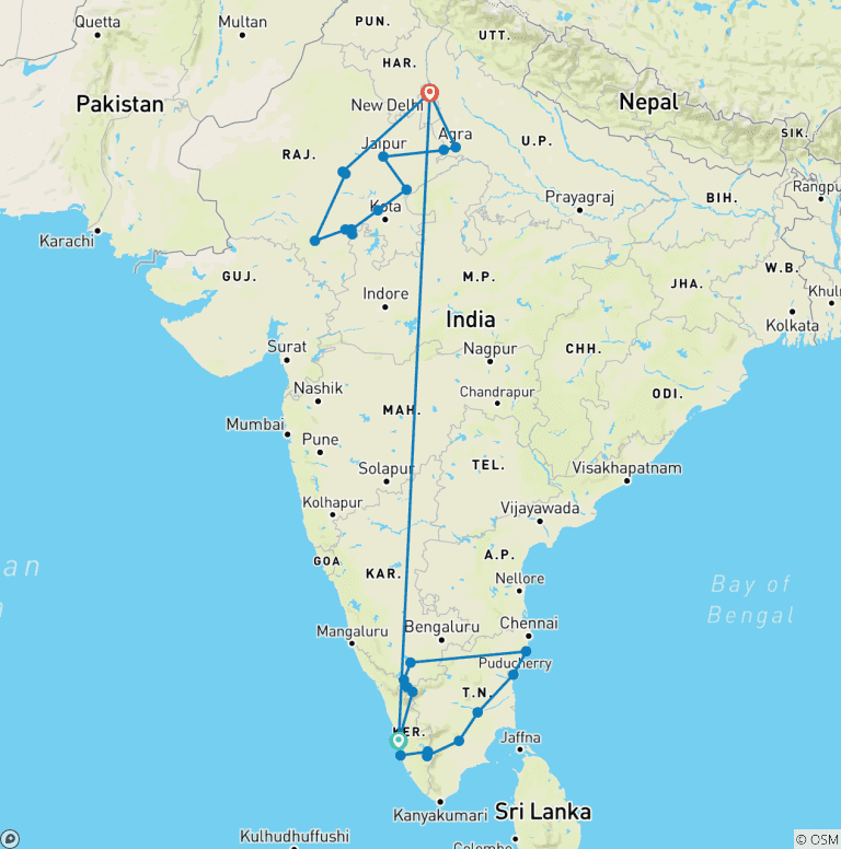 Map of Grand India Discovery Trails By G Experiences