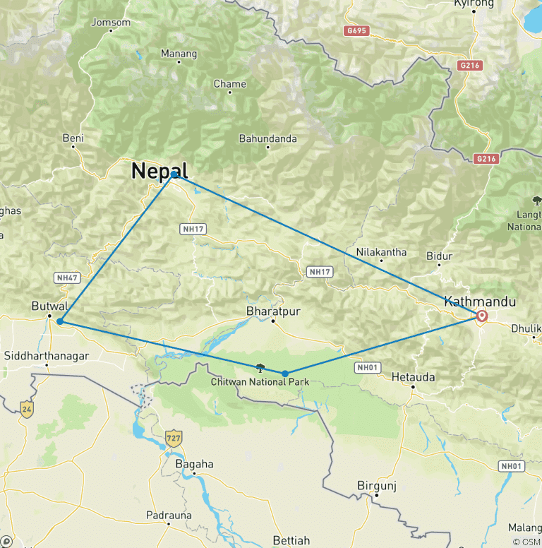Map of Nepal Timeless Wonder Trails By G Experiences