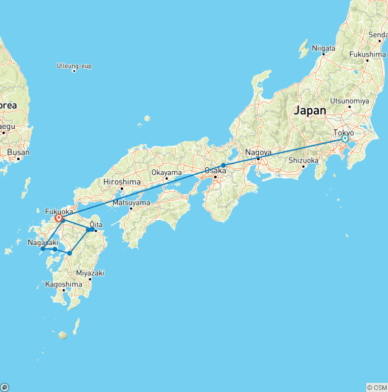 Map of Tokyo, Kyoto and the Land of Volcanoes