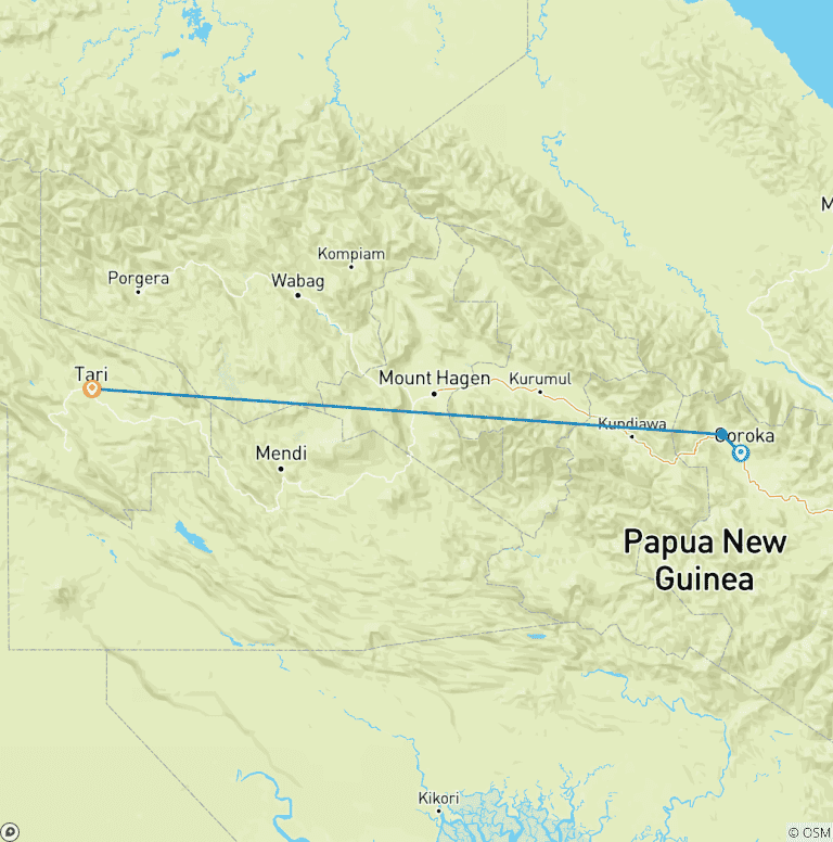 Map of Papua New Guinea Highlands Cultural Expedition