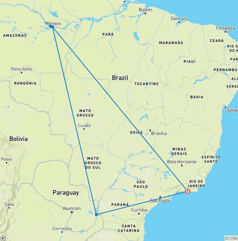 Map of Wonders of Brazil: From Rio to the Amazon & Iguazu Falls