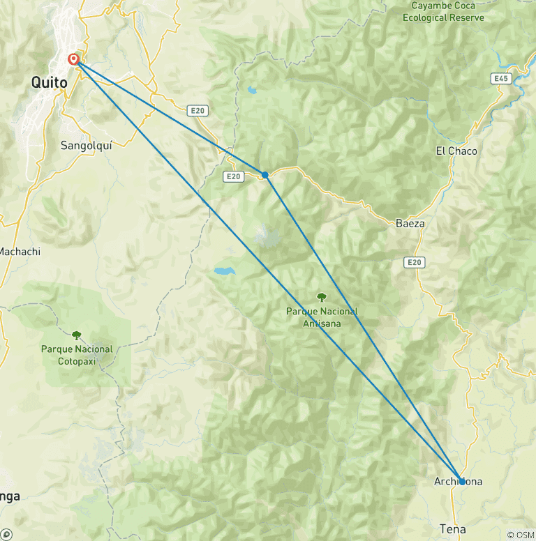 Map of Ecuadorian Amazon Experience: Napo River & Archidona - 3 Days/ 2 Nights