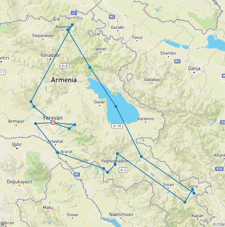 Map of Armenia individually on foot 14 Days