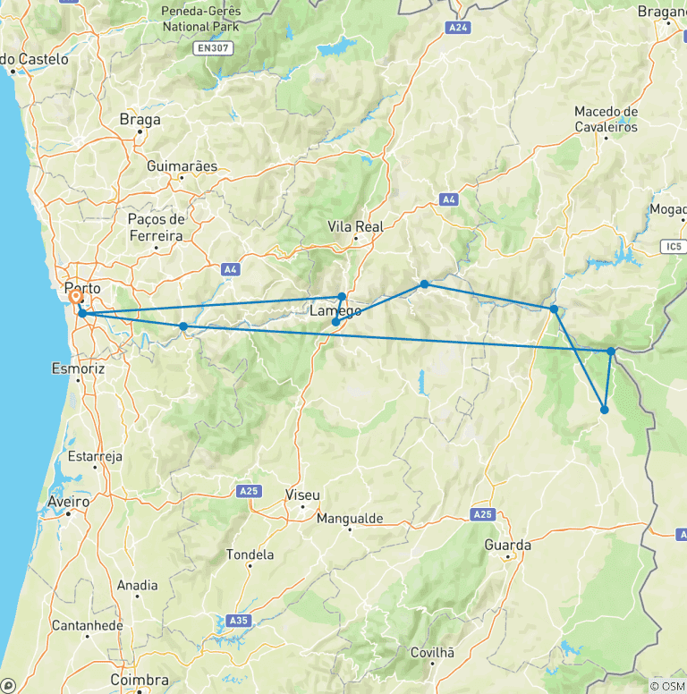 Map of Grand Douro Cruise - 7 days