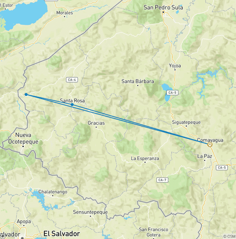 Map of 9 days Honduras Pre – Colonial & Colonial Sites