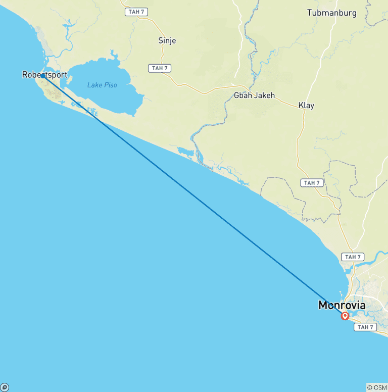 Map of Liberia Coastal Heritage & Wildlife Escape 7 Days / 6 Nights