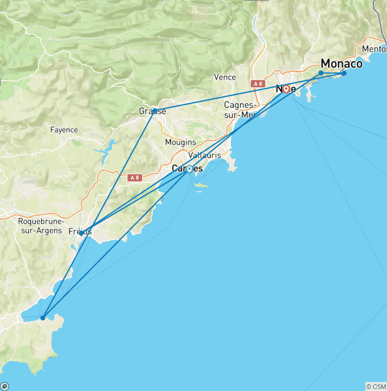 Map of Côte d'Azur - Action, Relaxation and Beach