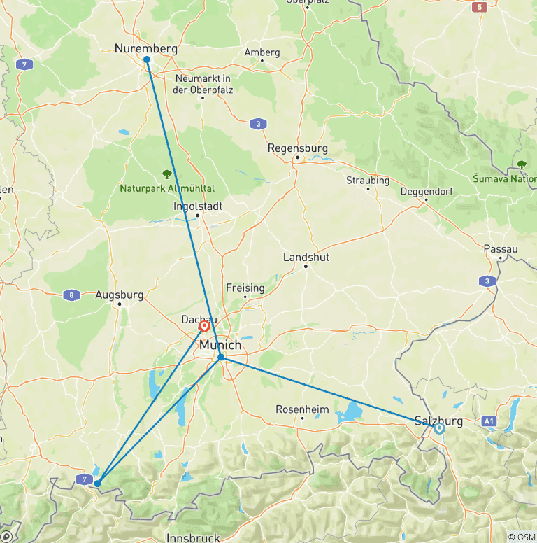 Map of 7 Days Munich & Beyond: Castles, Salzburg & Historic Tours