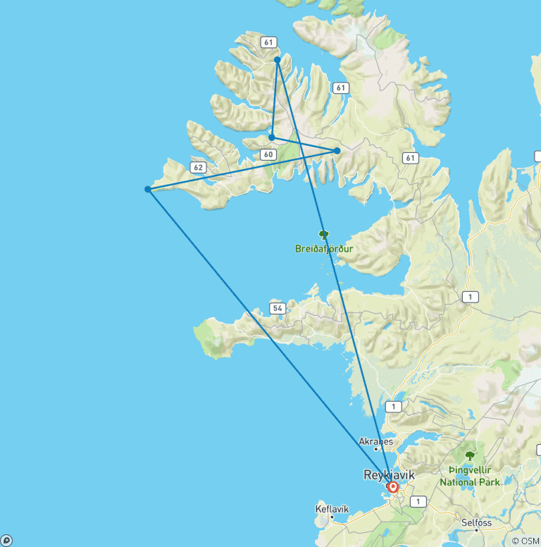 Map of Iceland: Westfjords Adventure - 3 DAYS/2 NIGHTS
