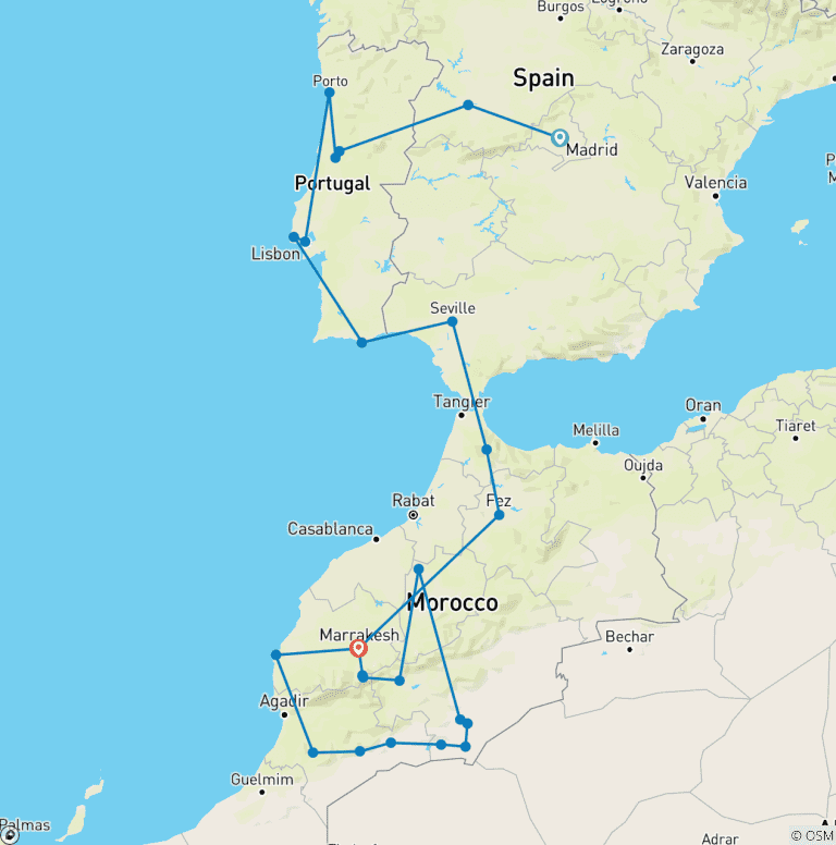 Map of Spain, Portugal & Morocco (including Draa Valley)