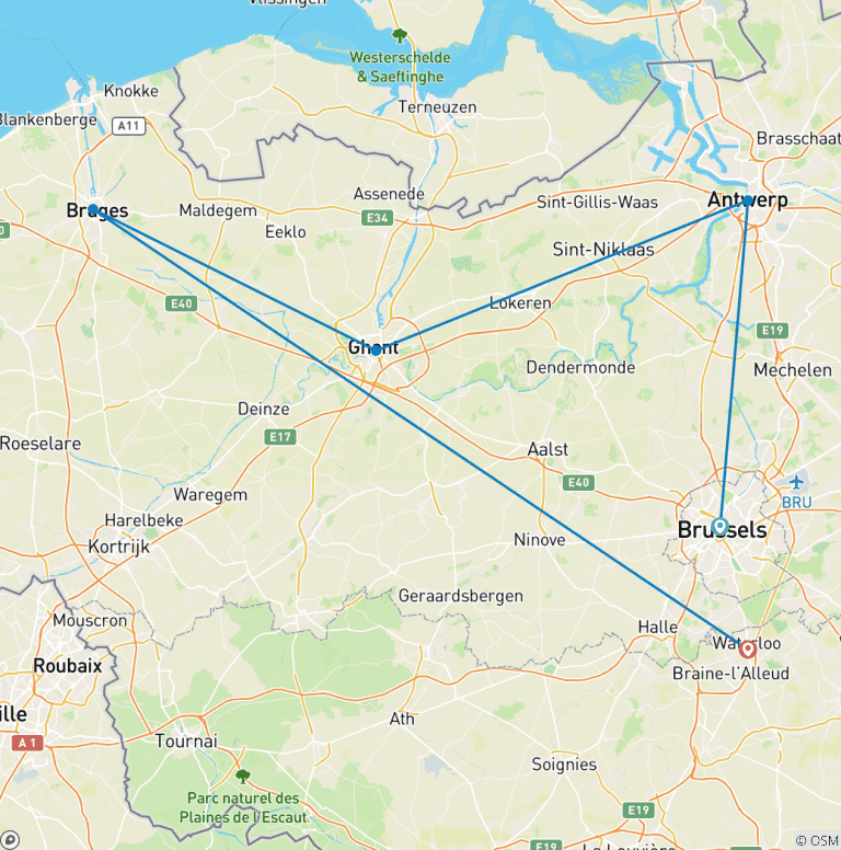 Map of The Kingdom of Chocolate, Waffles and Beer or a Journey Through Belgium