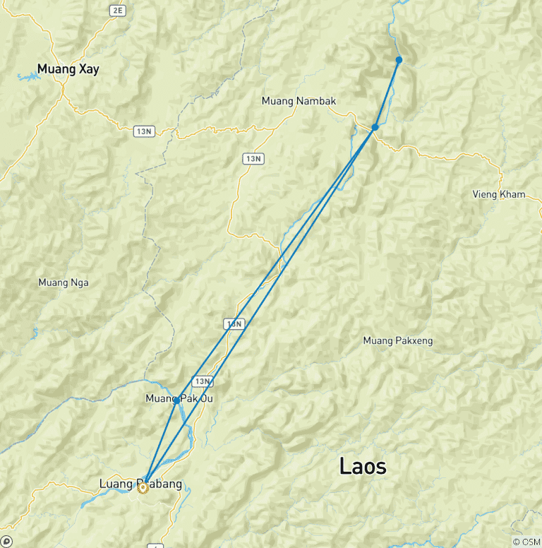 Map of Laos Family Adventure: 10-Day Luang Prabang, Nong Khiaw & Mekong Eco-Lodge Expedition