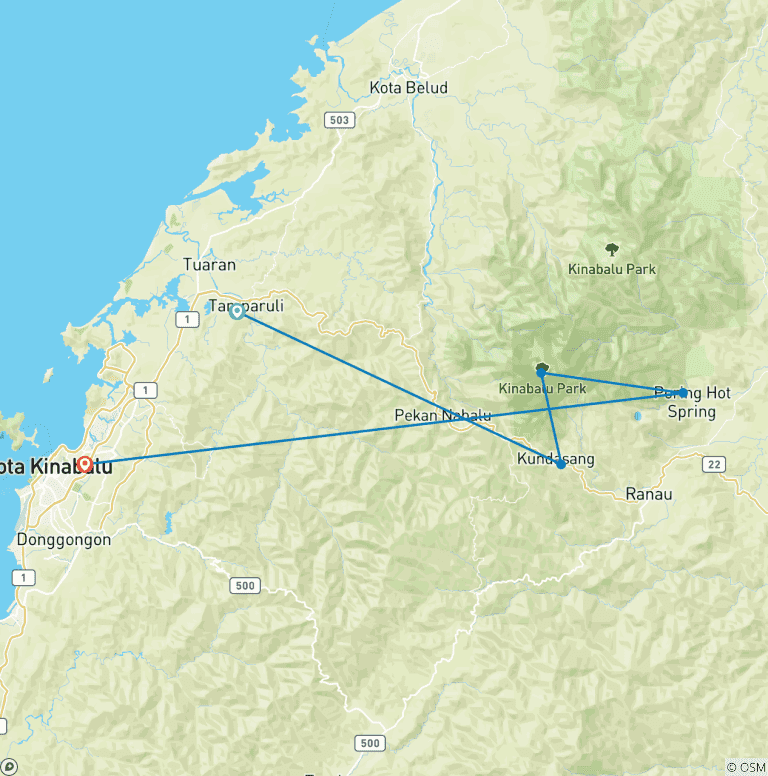 Map of Kundasang Farms & Highlands Express - 3 Days