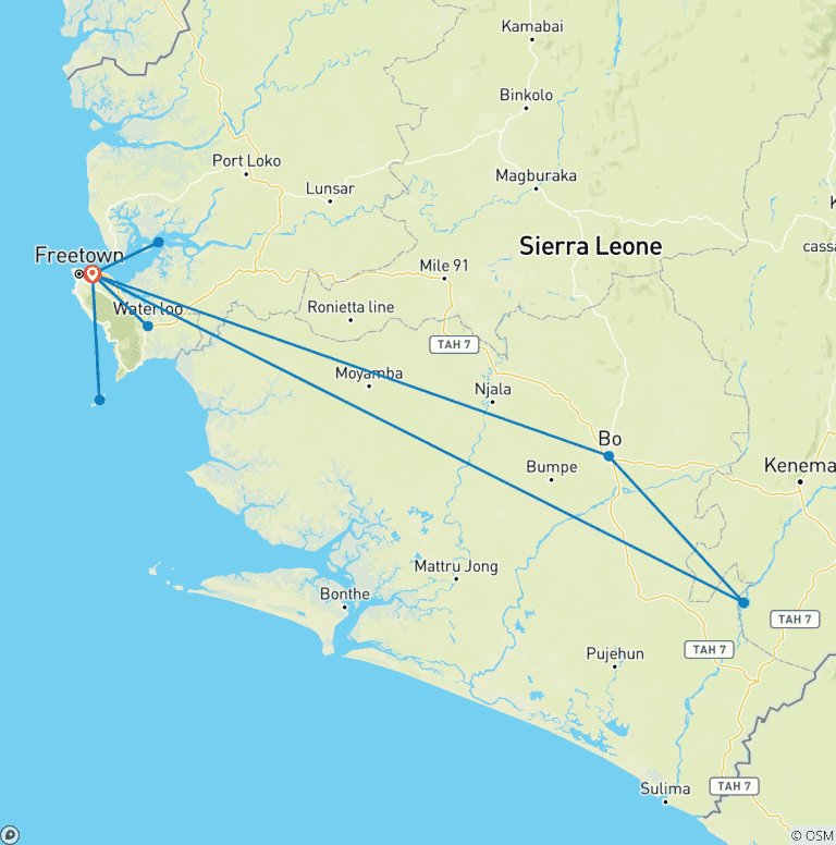 Map of Sierra Leone Grand Discovery - 10 Days of Culture, Wildlife & Coastal Escape