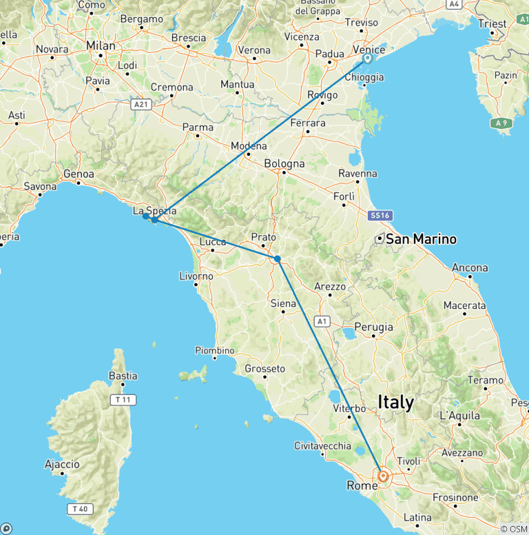 Map of Highlights of Italy
