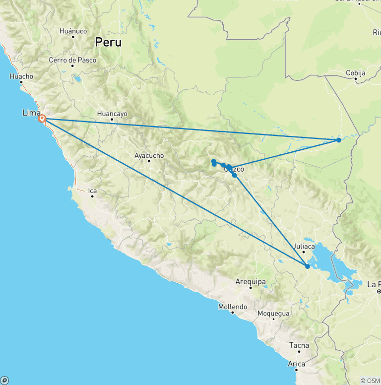 Map of Peruvian Pathways (11 destinations)