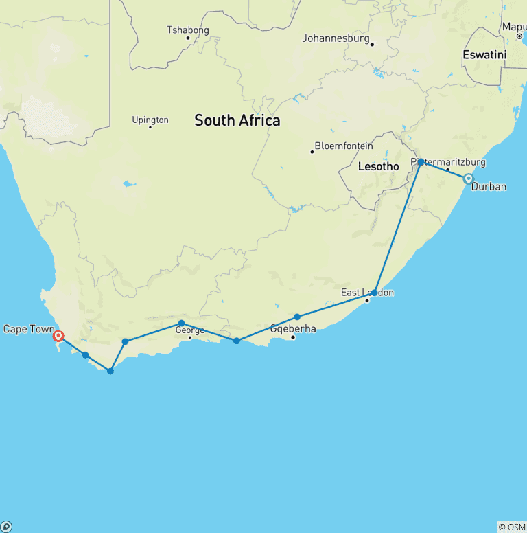 Map of Garden Route Adventure