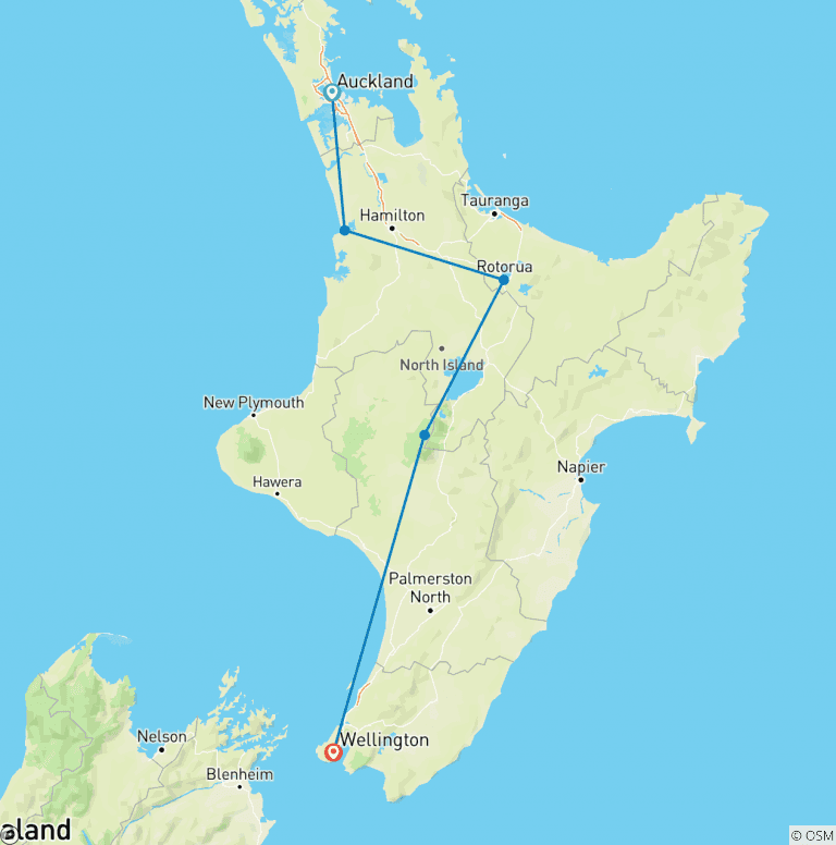 Map of New Zealand: Best of the North Island