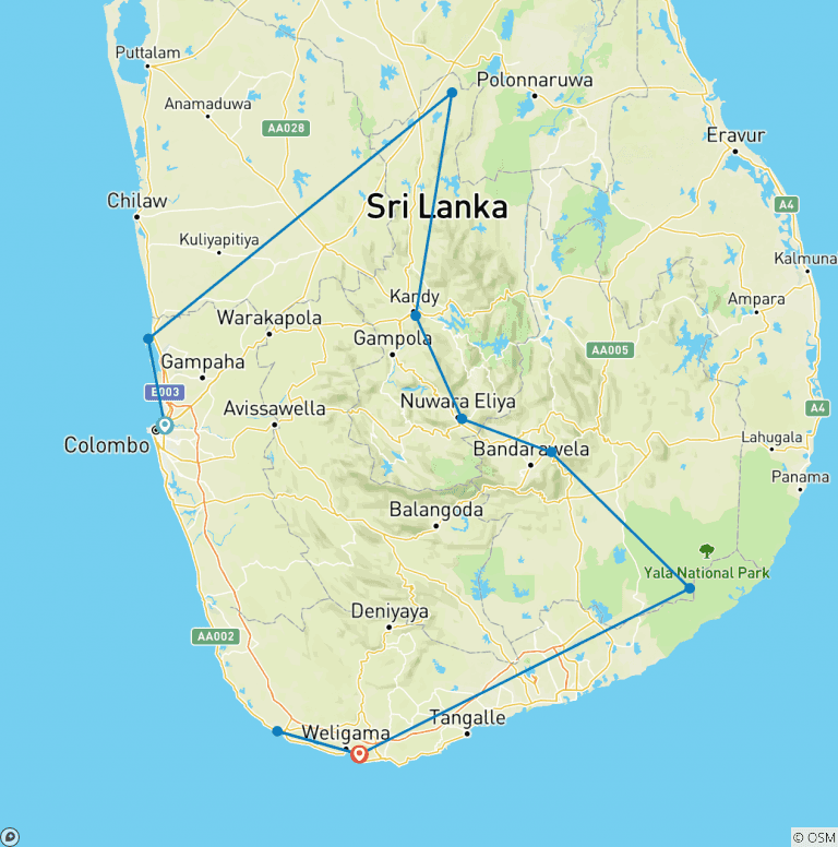 Map of Sri Lanka Encompassed