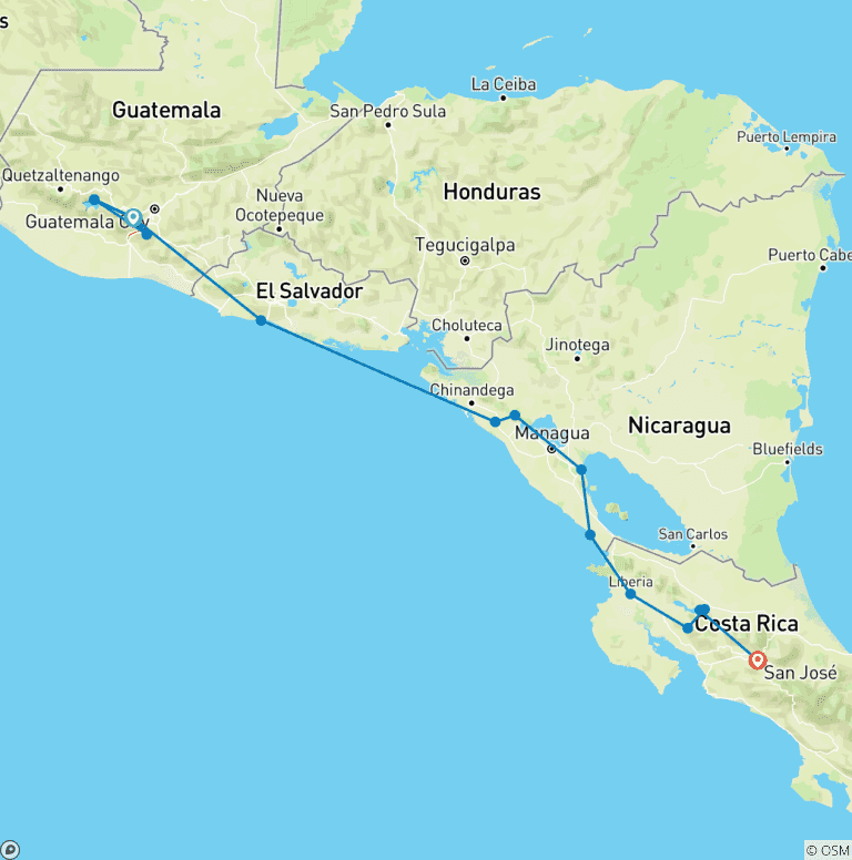 Map of Central America Experience
