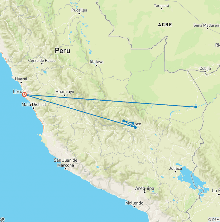 Map of Peru Splendors with Peru's Amazon