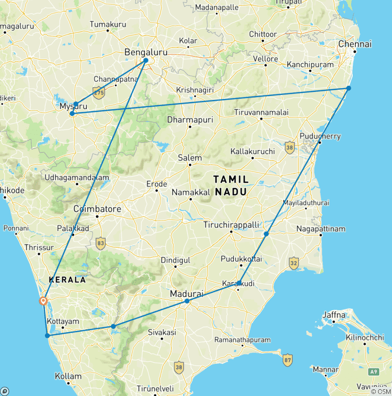Map of Best of Southern India