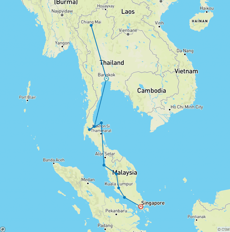 Map of Southeast Asia: Hilltribes & Street Food