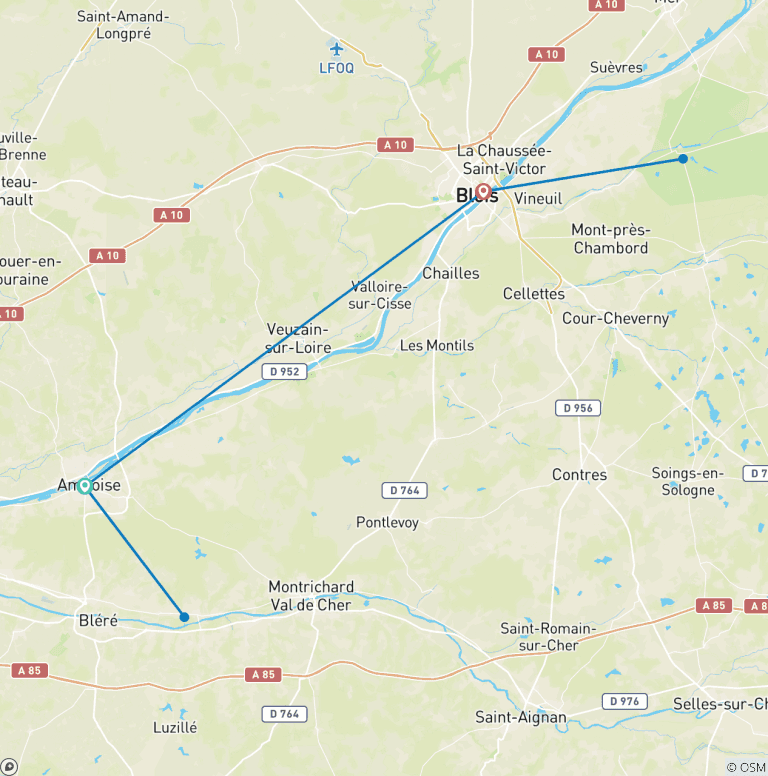 Map of Castles of the Loire Valley - Amboise to Blois