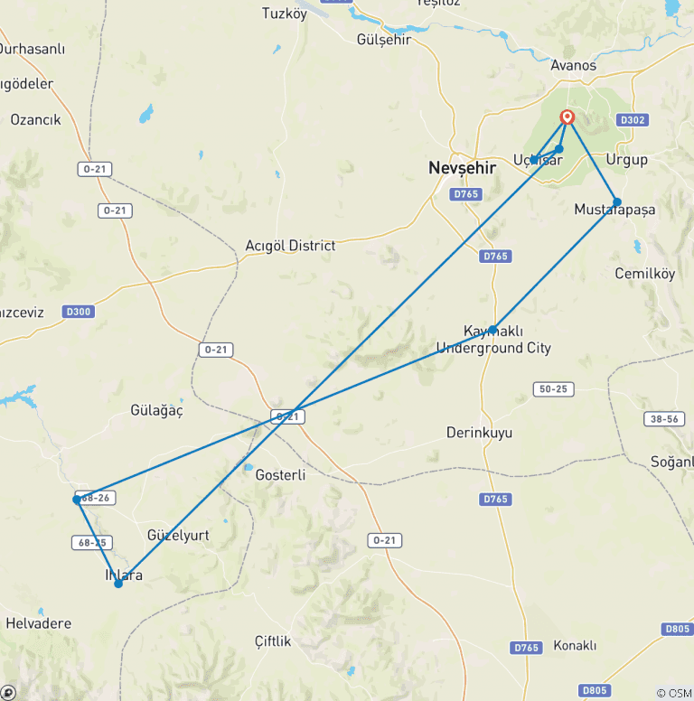 Map of Walking in Cappadocia