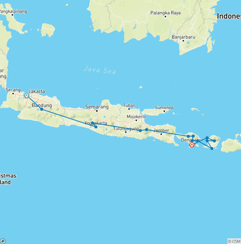Map of Indonesia Java, Bali & Lombok