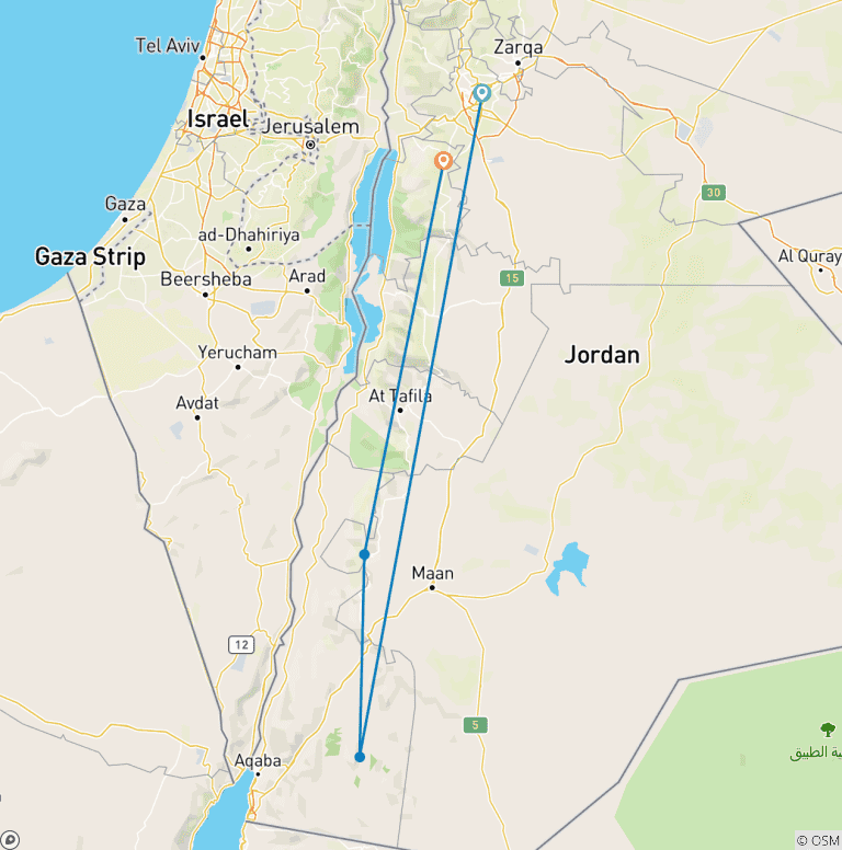 Map of One Week in Jordan
