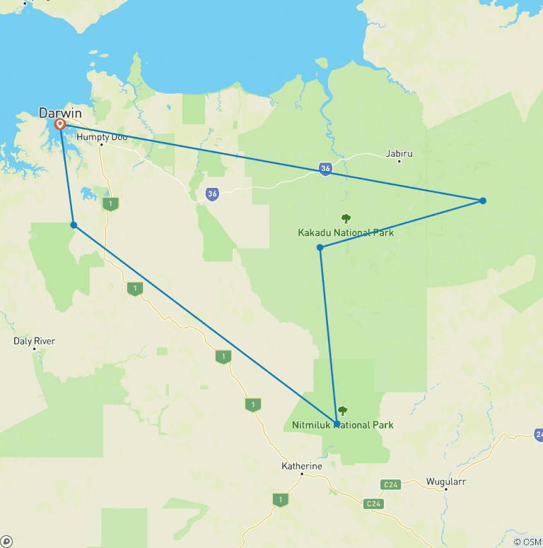 Map of Kakadu, Arnhem Land, Katherine & Litchfield Adventure
