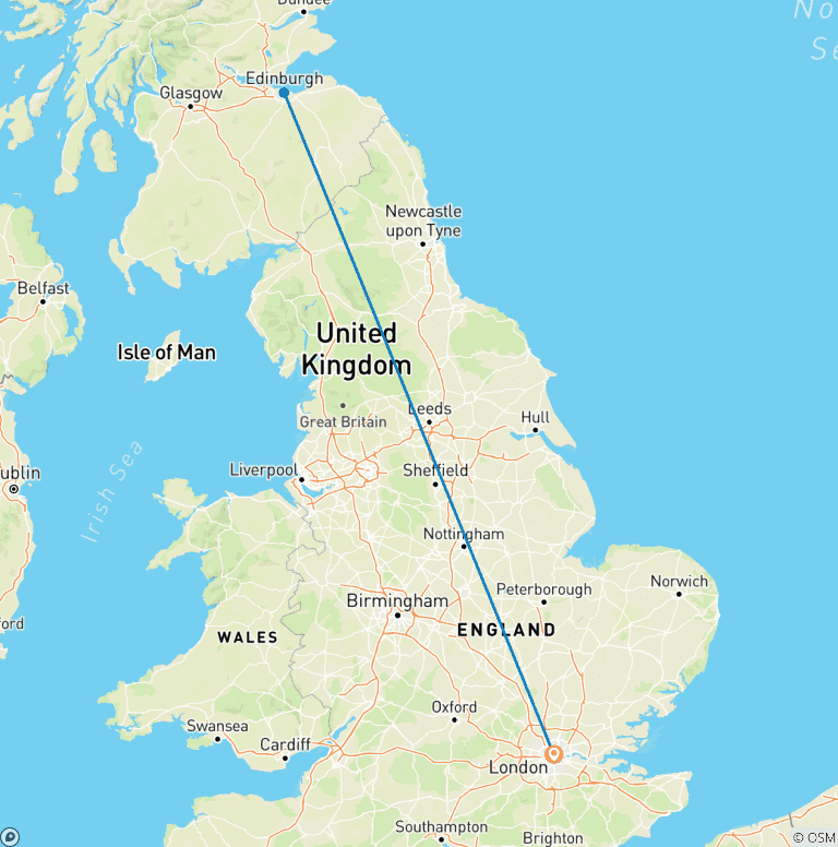 Map of Edinburgh for Hogmanay (NYE) (5 Days) (3 destinations)