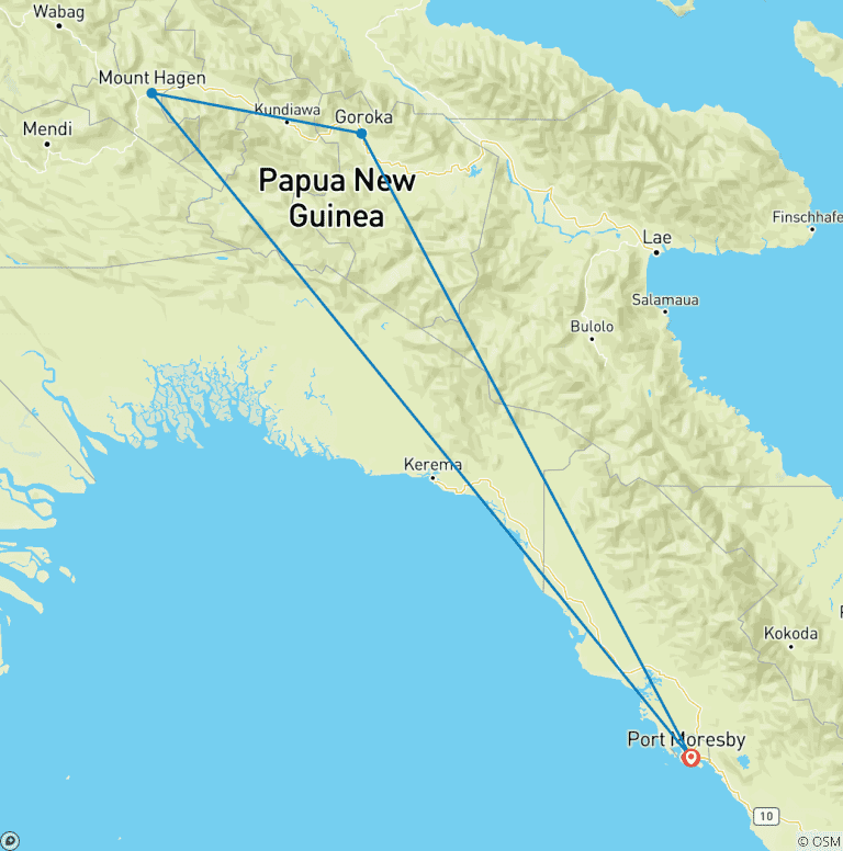 Map of Papua New Guinea Goroka Show & Kalam Festival Cultural Tour