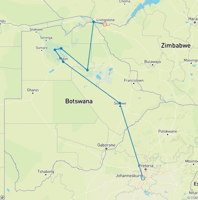 Map of Botswana Wild Parks