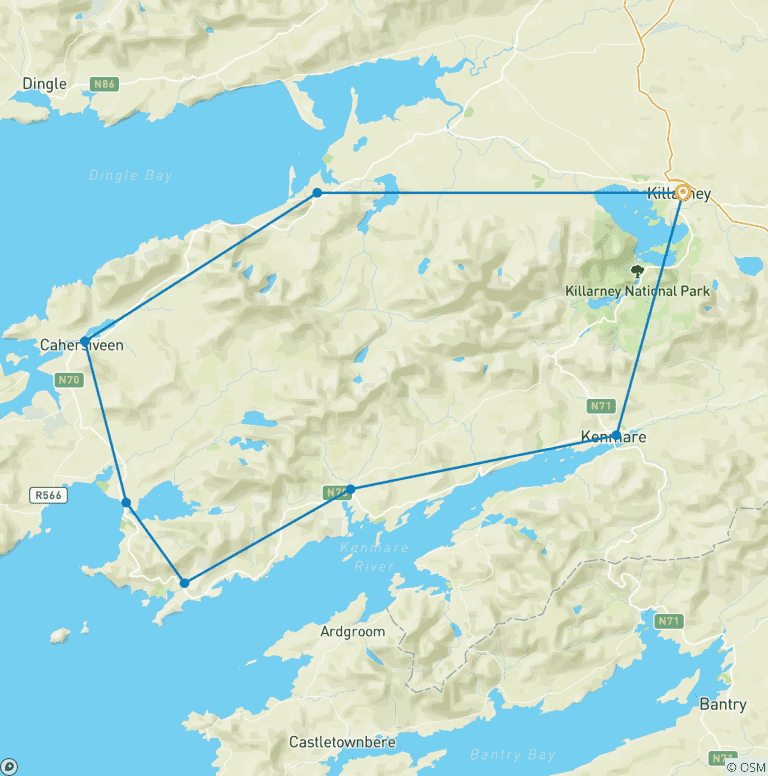 Map of The Kerry Way - Self Guided Ireland  11 Day